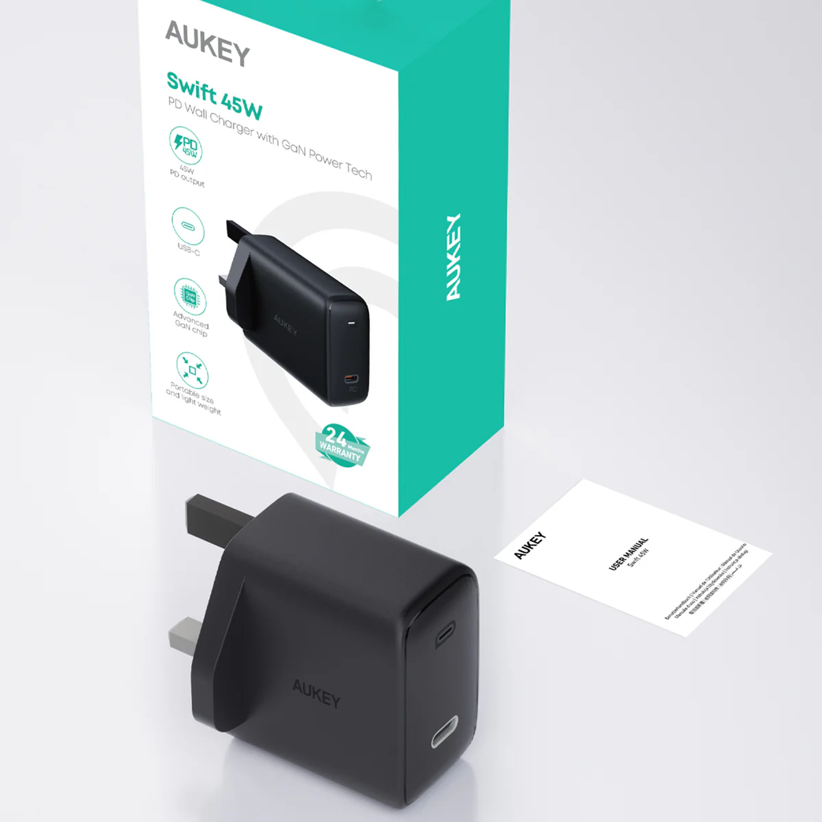  AUKEY PA F4 Swift 45W PD Wall Charger Adapter with GaN Power Tech